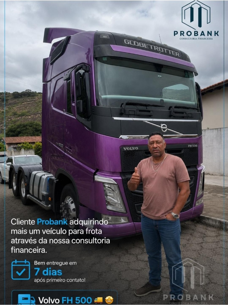 Cliente Probank adquirindo caminhão Volvo FH 500 para frota
